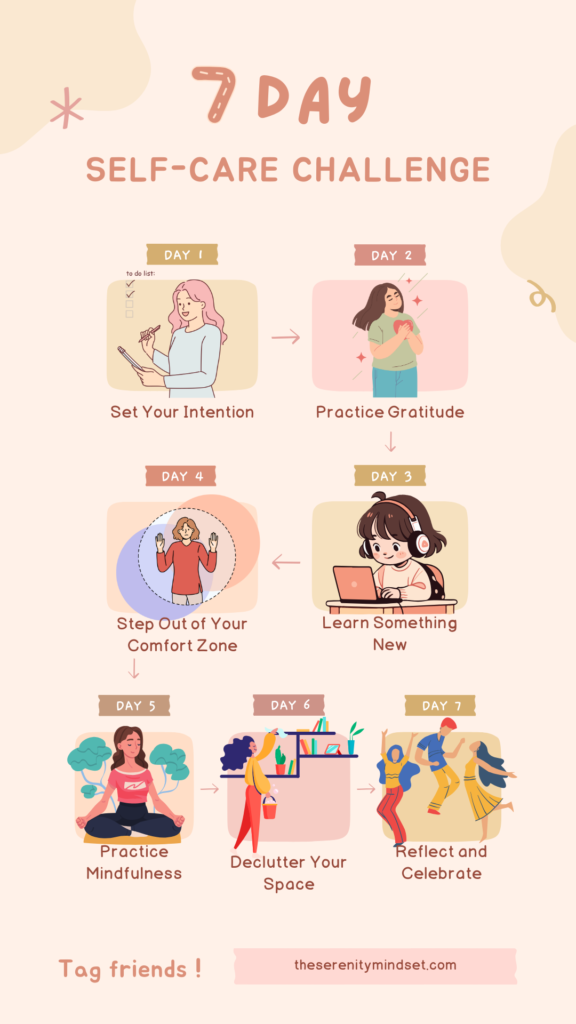 7 Day Self-Care Challenge Infographics