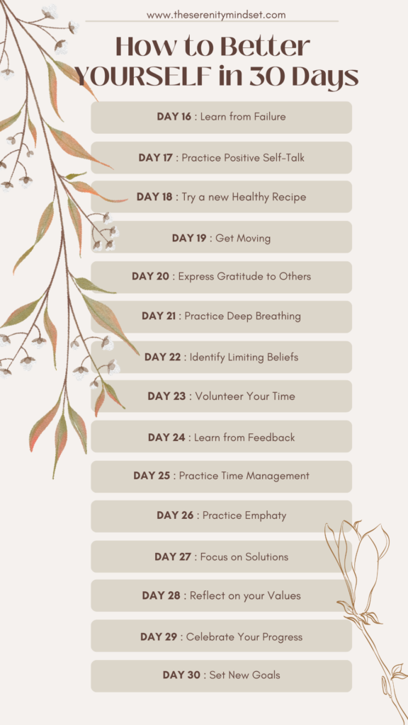 How to Better Your Self in 30 days (Day 16-30)