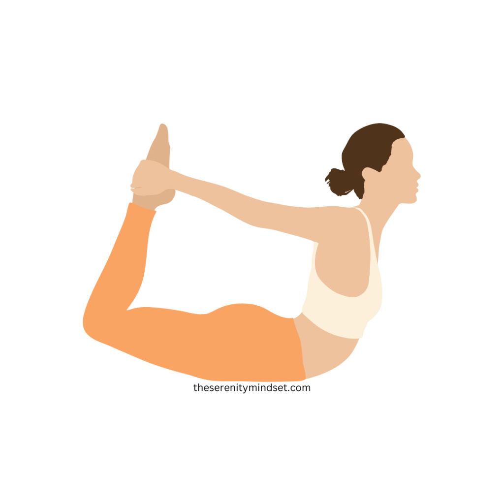 Yoga poses for weight loss. A woman doing bow pose.