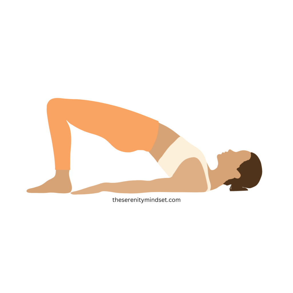 Yoga poses for weight loss. A woman doing bridge pose.