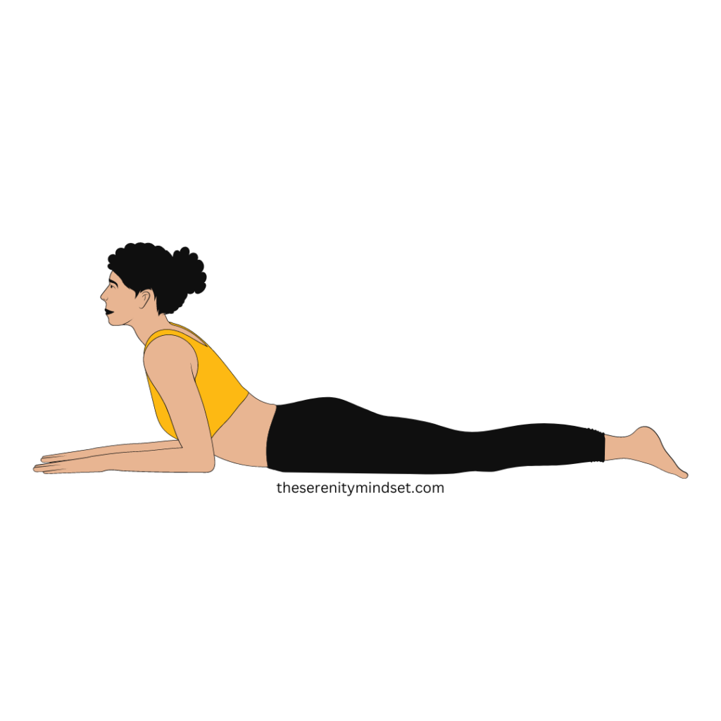 Yoga poses for weight loss. A woman doing cobra pose.