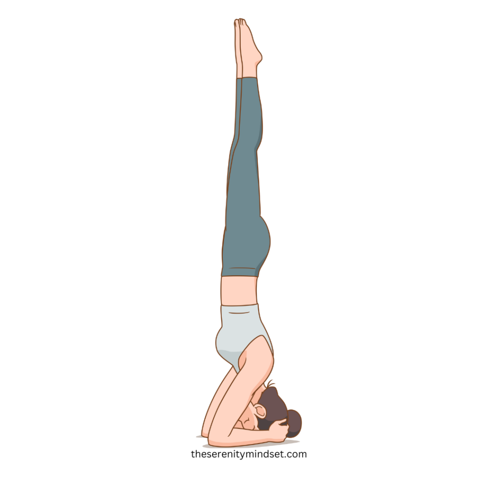 Yoga poses for weight loss. A woman doing headstand pose.