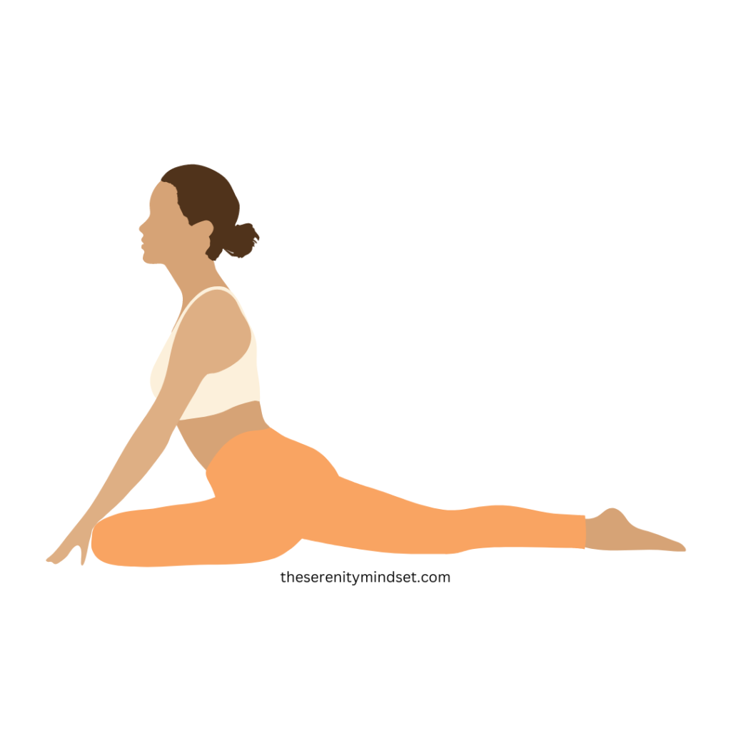 Yoga poses for weight loss. A woman doing pigeon pose.