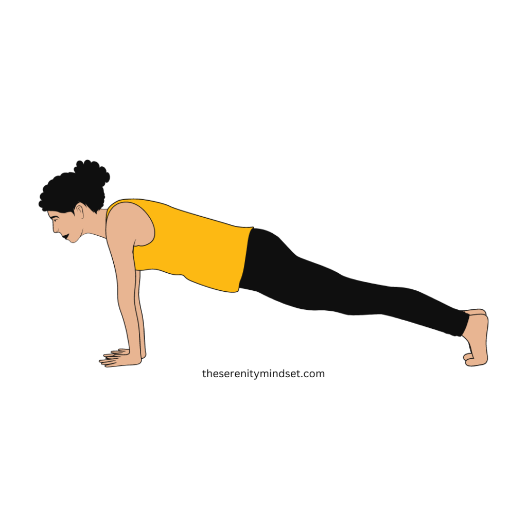 Yoga poses for weight loss. A woman doing plank pose.