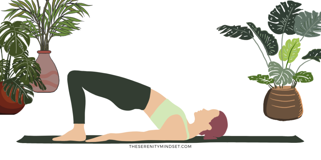 Yoga for beginners - bridge pose. A woman in yoga pose