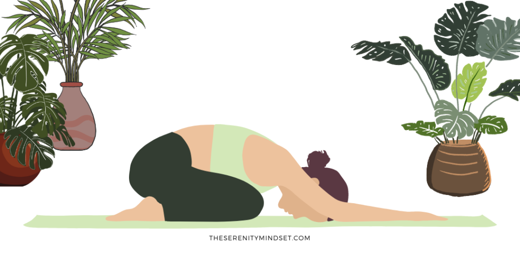 Yoga for Beginners - Childs Pose. a woman in yoga pose. 