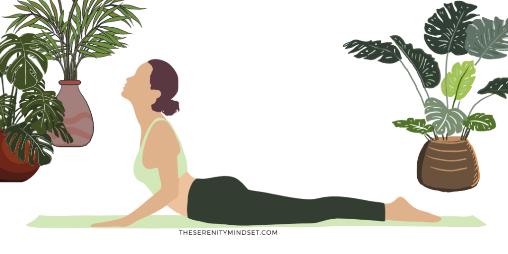 Yoga for Beginners - Cobra Pose. A woman in yoga pose