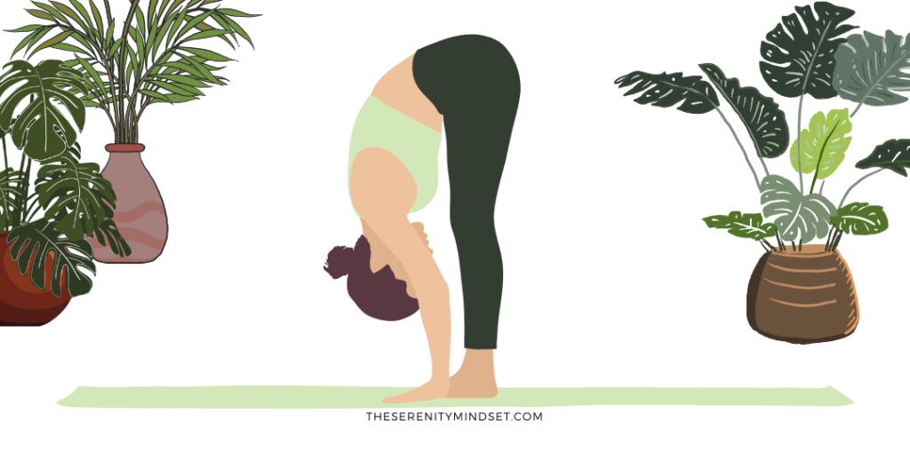 Yoga for beginners - forward fold. A woman in yoga pose