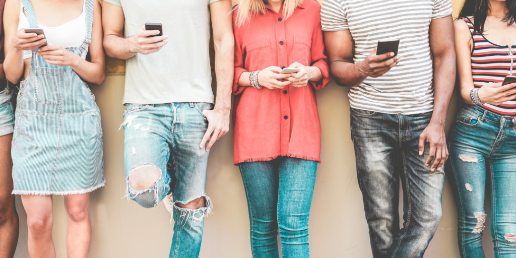 Finding your life purpose - group of people each holding a phone