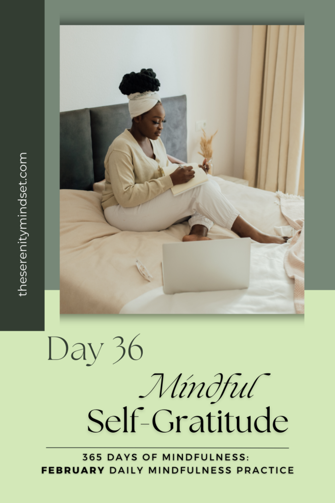 woman on bed writing - mindful self-gratitude